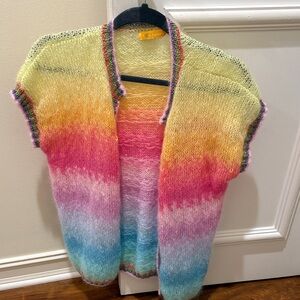 Rose Carmine Colorful Gradient Women's Cardigan